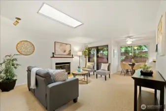 Family room from Garage with kitchen to the right