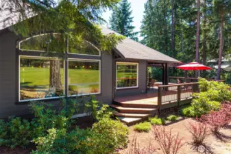 Very private deck, is adjacent to the fully landscaped side yard.