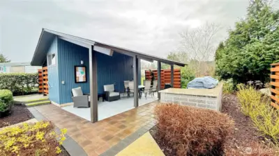 Picnic area with built in BBQ's off the Duck Pond