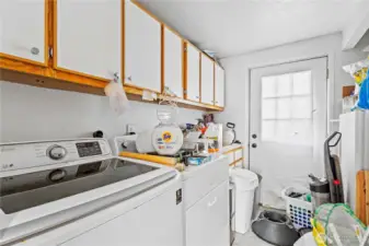 Laundry Room w/Cabinets. W/D Stay. Room for Extra Fridge/Freezer. Water Heater & Electrical Panel are to the Right, out of Photo.