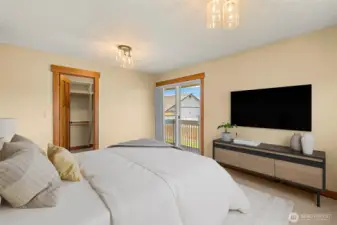 Primary bedroom, Primary suite.  virtually staged.