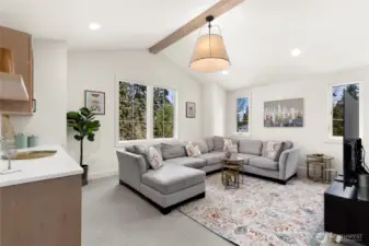 Huge entertainment room perfect for movie nights, game days