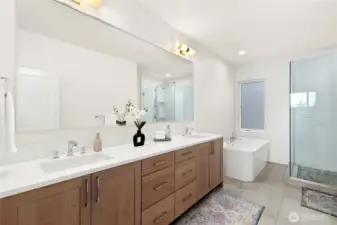 5-piece bath with dual sinks, soaking tub & separate shower