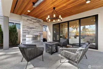 Heated patio with gas fireplace