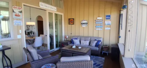 Screened in Veranda. Plexiglass Windows for Winter.