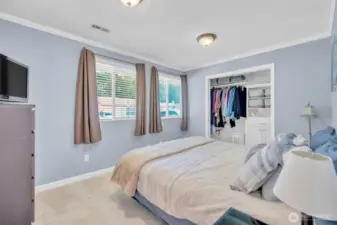 one of three bedrooms