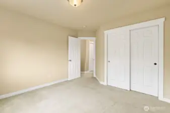 Third upstairs bedroom located at the end of the hall and right by the full bathroom.