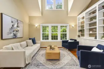 Enjoy your view of the front yard from your living room.