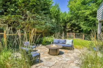 Fire pit area in back yard