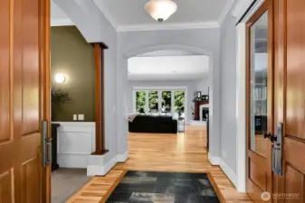 Grand entrance, dinning room on left office on right