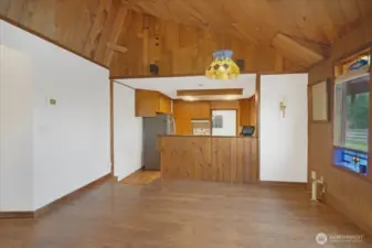 Living room off the kitchen with eating area