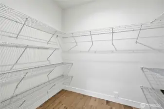 Primary bedroom walk-in closet.