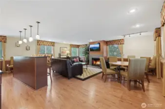 Party room across from gym.  Access up stairs on left side of mail room.