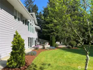 Facing North, patio in the background.