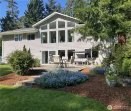 Patio beautifully landscaped.
