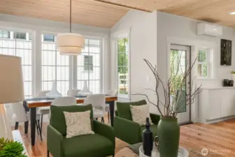 The high performance home is heated and cooled by Mitsubishi mini splits.