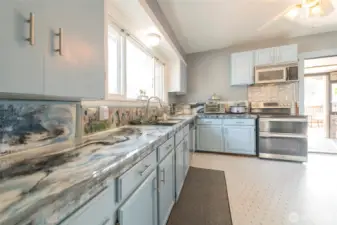 Abundant counter space for meal prep and entertaining.