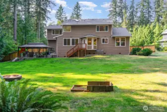 Imagine all the yard games in this fully-fenced yard.