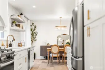 Kitchen open to dining room