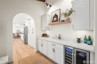 Wine bar open to kitchen