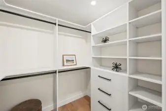 Primary walk-in custom closet