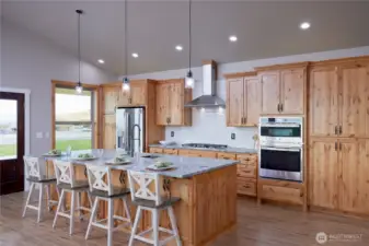 Kitchen w 10 X 4 granite island