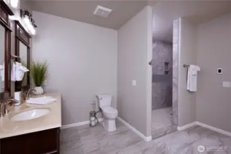Primary bath showing entrance to walk in shower