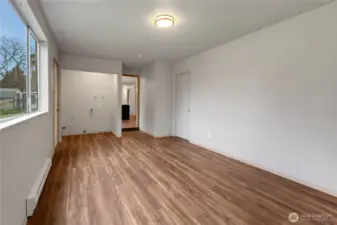 Family room with laundry facilities