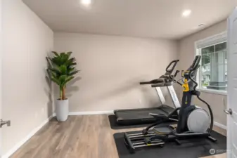 Bonus room converted as home gym (staged)
