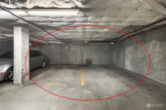 Two dedicated parking stalls in common garage