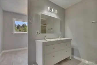 Master bathroom double sink.