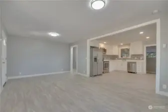 Living room open space to kitchen.