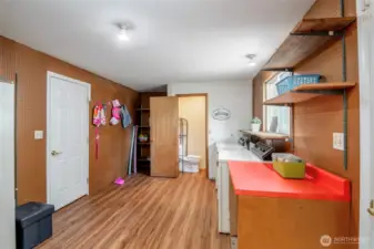 Laundry/Pool changing area with 3/4 bath