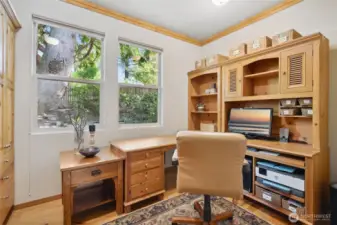 Office Main Level w/ Built in Cabinets on North Wall