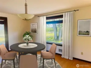 Virtually staged dining room.