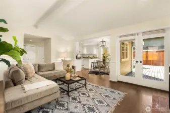 Vaulted ceilings in lovely family room