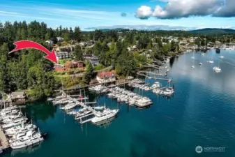 Home is nestled in hillside overlooking Seattle Yacht Club.