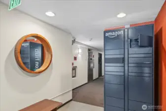 Entry includes Amazon dropbox, Butterfly MX for building intercom.