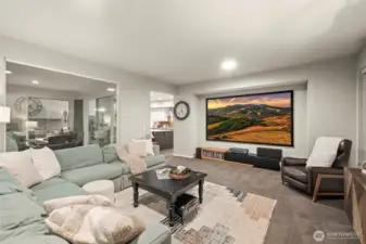 Main Level Family Room with Oversized TV Projector Screen