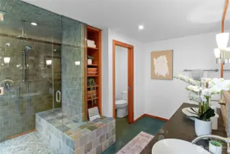 Generous shower and private water closet.