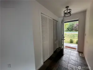 Front door and entry hallway