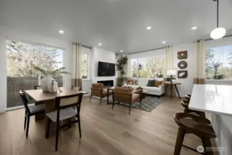 Great room of model home. Finishes and features may vary.