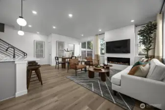 Great room of model home. Finishes and features may vary.