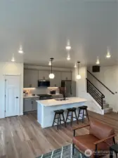 Kitchen of model home. Finishes and features may vary.