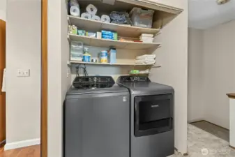 Full-size washer/dryer upstairs-stay with home.