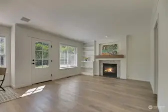 Great Room with Gas Fireplace and Exit to Back Yard Patio