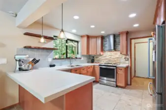 Newly updated kitchen with lots of storage and counterspace.