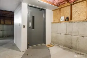 Elevator connects to upstairs living area.