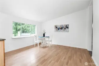 Vaulted ceilings create a spacious atmosphere.