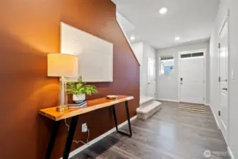 Spacious entry hall is a warm welcome.